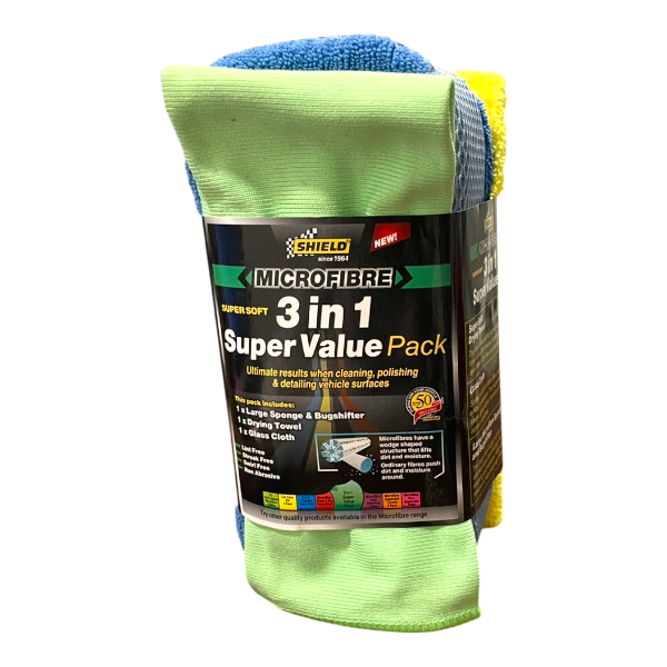 Shield Microfibre Cloth 3In1 Super Value Pack