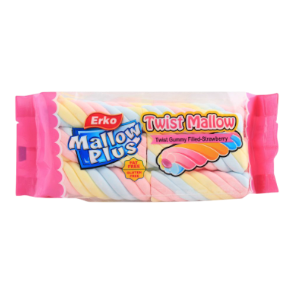 Erko Mallow Plus Twist Gummy Filled-Strawberry 90G