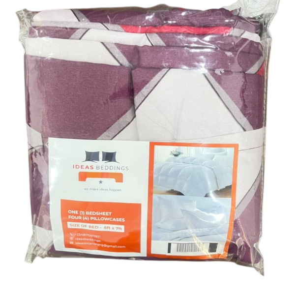 Ideas Burgundy & Charcoal Gray Bedsheet (Bed Size: 6Ft X 7Ft) With Pillowcases 4Un