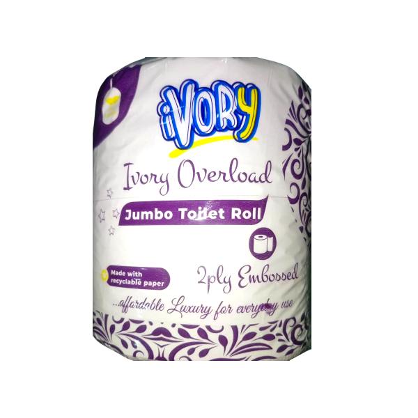 Ivory Jumbo Overload Tissue Toilet Roll 2Ply
