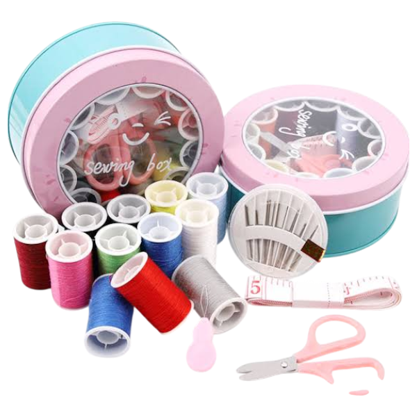 Portable Round Metal Tin Sewing Kit