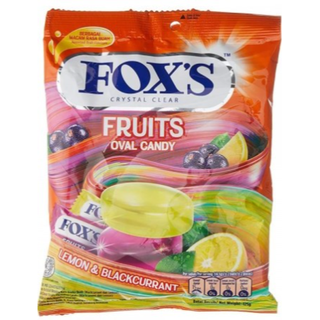 Fox's Crystal Clear Fruits Oval Candy (Lemon & Blackcurrant) 125G