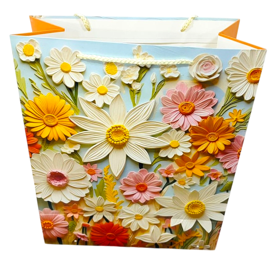 Ayotex Gift Medium Bag (Size 26X32X12Cm)  Mixed Flowers Design