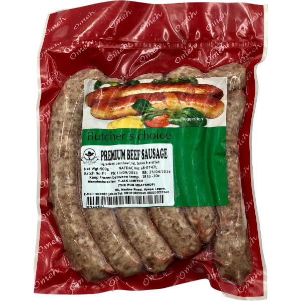 Butcher's Choice Beef Sausage 500G Reds & Greens