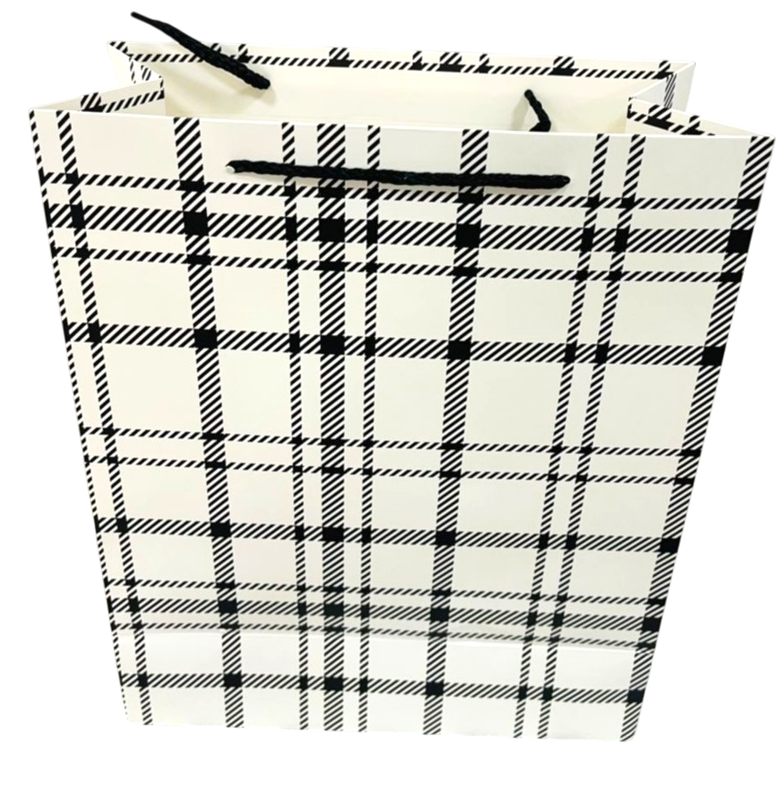 Ayotex Gift Medium Bag (Size 26X32X12Cm)  Black & White Stripes