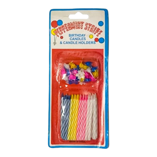 Peppermint Stripe Birthday Candles And Holder