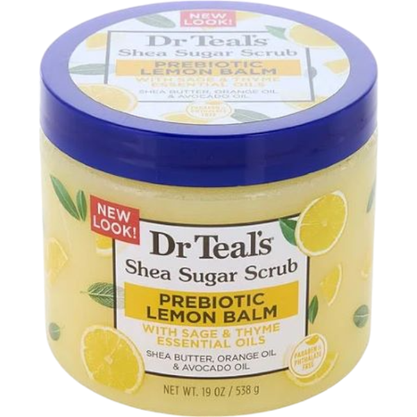 Dr Teal's Shea Sugar Scrub Prebiotic Lemon Balm 538G