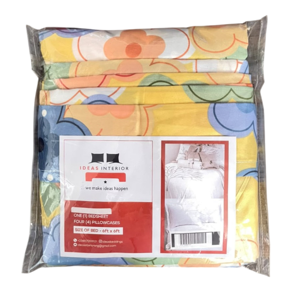 Ideas Pastel Pink & Multicolor Bedsheet (Bed Size: 6Ft X 6Ft) With Pillowcases 4Un