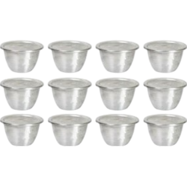 Aluminium Moi-Moi Plate +Lid 100Ml 12Un