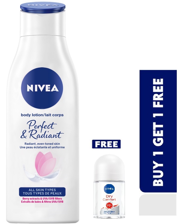 Nivea Perfect & Radiant Body Lotion 400 ml + Free Roll On