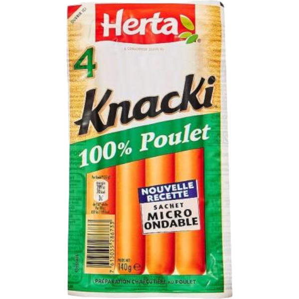 Herta Knacki 4 Hot Dog Chicken Sausages 140G