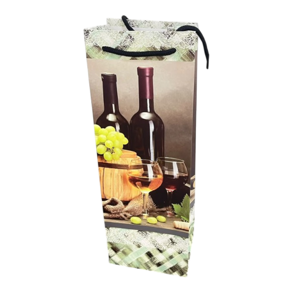Wine Bag (12.5X36X8.5Cm) Sage Green With Beige Color