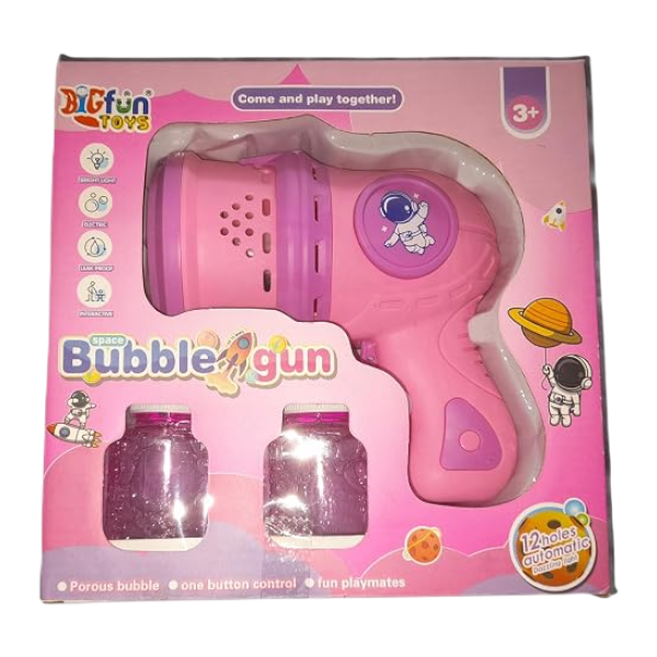 Space Age 3+ 12 Holes Automatic Dazzling Light Porous Bubble Gun-Gsh818-26B