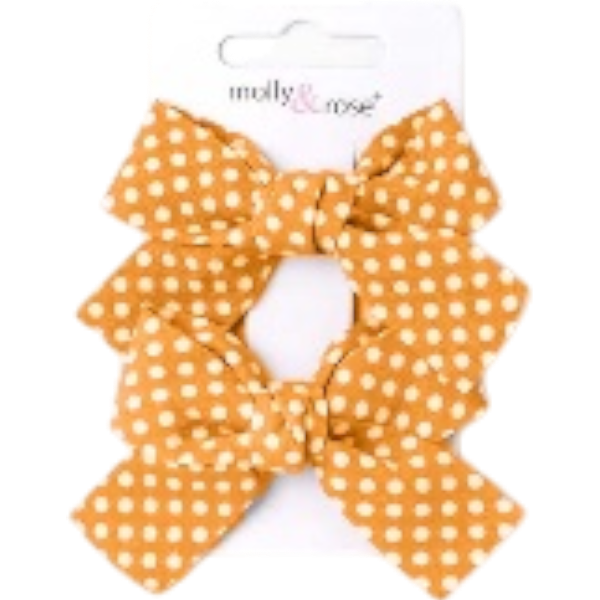 Fs Clip Bow Poca Dot Mustard