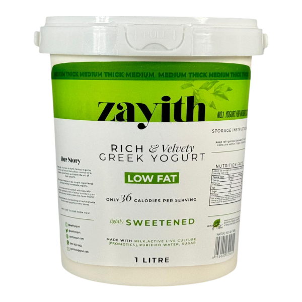Zayith Greek Yoghurt Sweetened Low Fat Rich & Velvety 1L