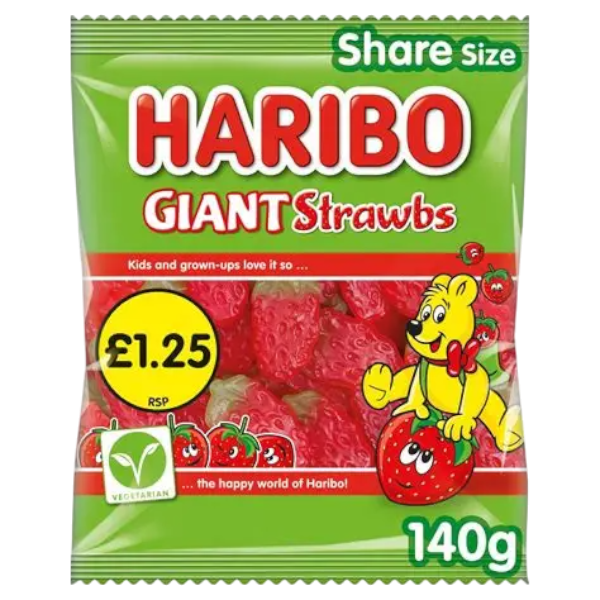 Haribo Giant Strawbs 140G