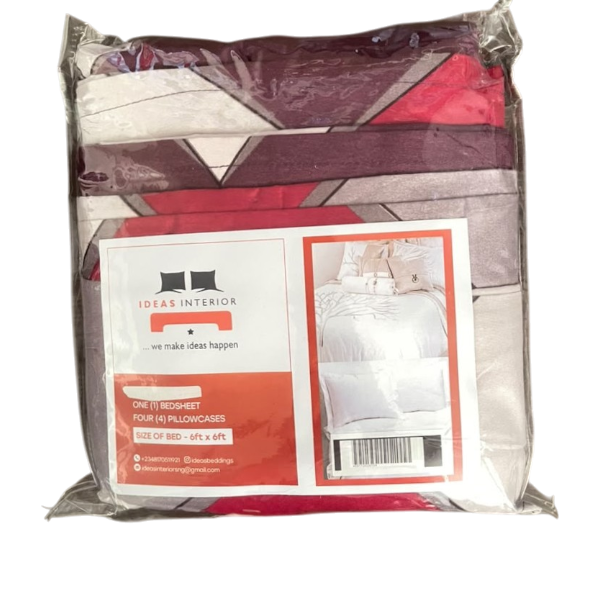 Ideas Burgundy & Charcoal Gray Bedsheet (Bed Size: 6Ft X 6Ft) With Pillowcases 4Un