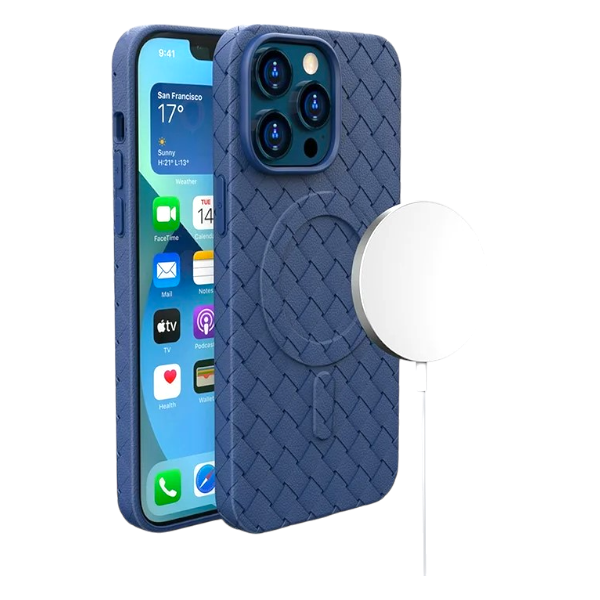 Iphone 13 Pro Woven  Magnetic Case Blue