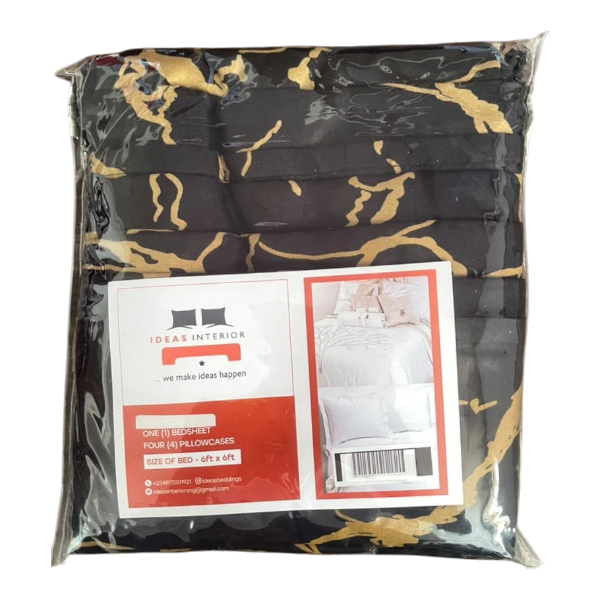 Ideas Charcoal Black & Mustard Gold Camo Bedsheet (Bed Size: 6Ft X6Ft) With Pillowcases 4Un