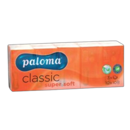 Paloma Classic 3Ply Paper Super Soft Pocket Tissues 10Un