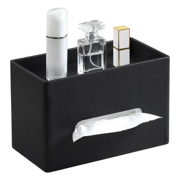 Leather Tissue Box Holder (Black)