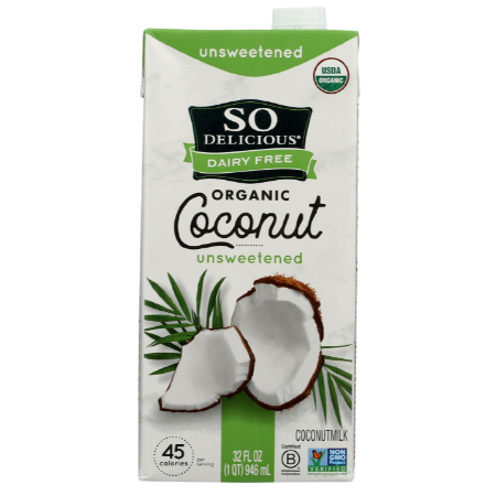 So Delicious Dairy Free Organic Coconut Unsweetend 946Ml