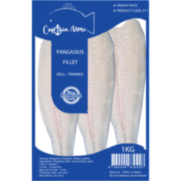 Captain Nimo Pangasius White Fish Fillet 1Kg