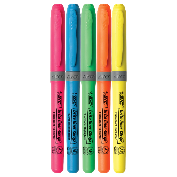 Bic Highlighter Brite Liner Grip 5Un