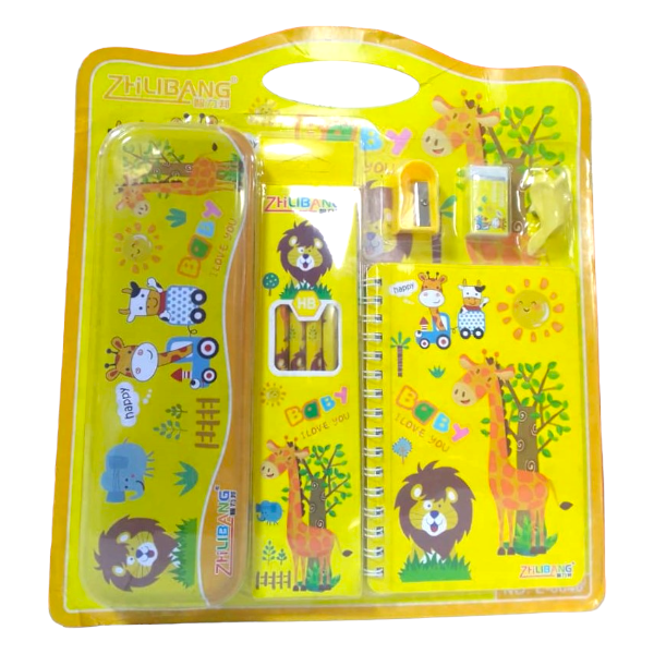 Zhilibang School Set With Pencil Case, 6Un Pencil, Sharpener, Eraser & Mini Note