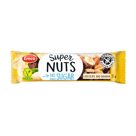 Emco Super Nuts Chocolate & Banana Bar 35G No Added Sugar (Nas)