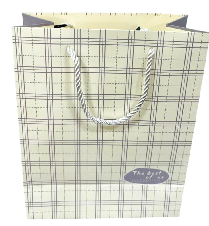 Ayotex Gift Medium Bag (Size 26X32X12Cm)  Cream With Stripes