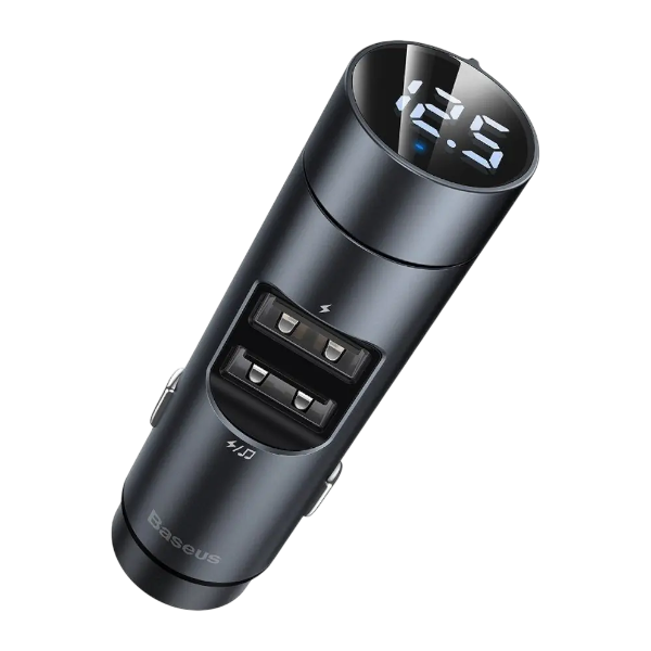 Baseus Energy Column 2-Port Usb Car Charger + Transmitter Fm-(Dark Grey)