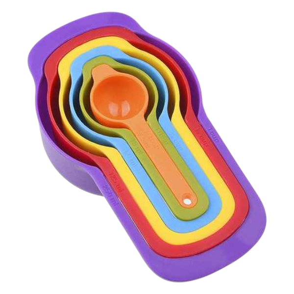 Colorful Plastic Measuring Cups And Spoons Set 6Un